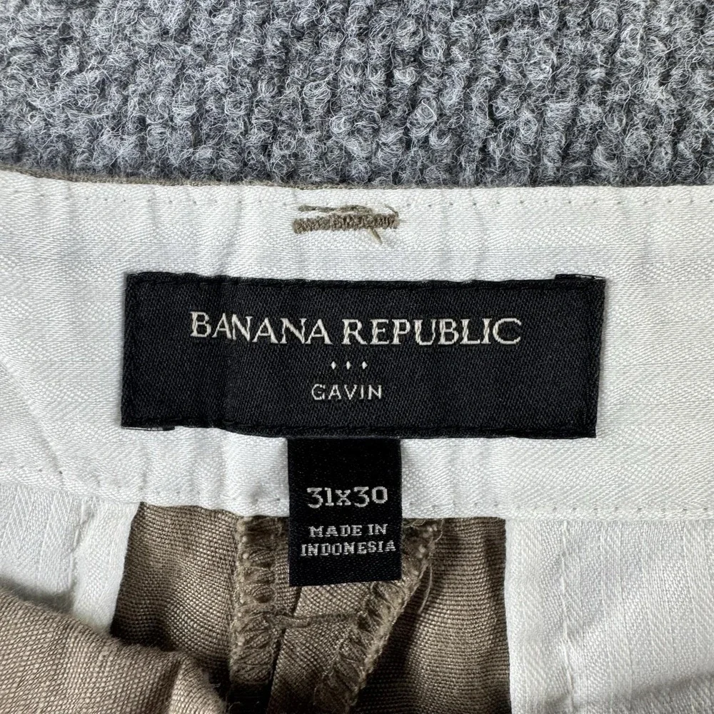 Banana Republic Gavin Pants Mens 31x30 Beige Linen Chino Straight Flat Front